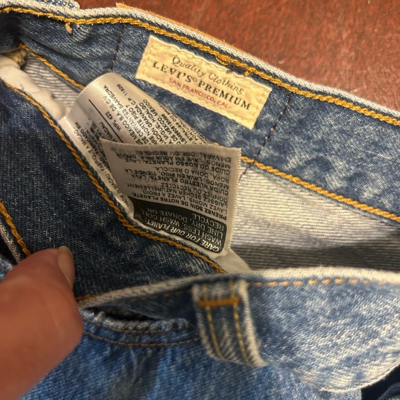 Levi's 501 Blue Distressed Jean Shorts - Picture 3 of 4